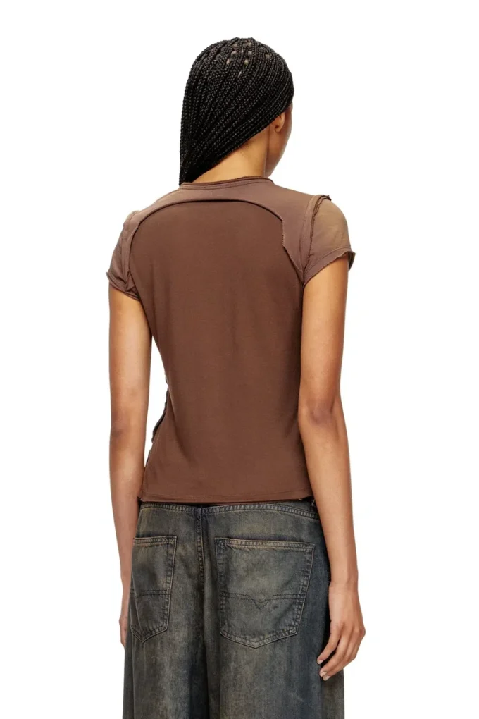 t-unrawy T-shirt Henley à effet déchiré