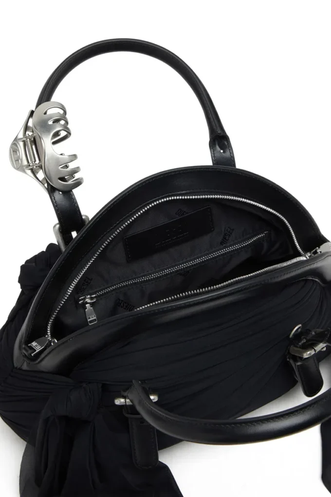 trash-d top handle Sac à main Trash-D-Bandana en jersey et cuir