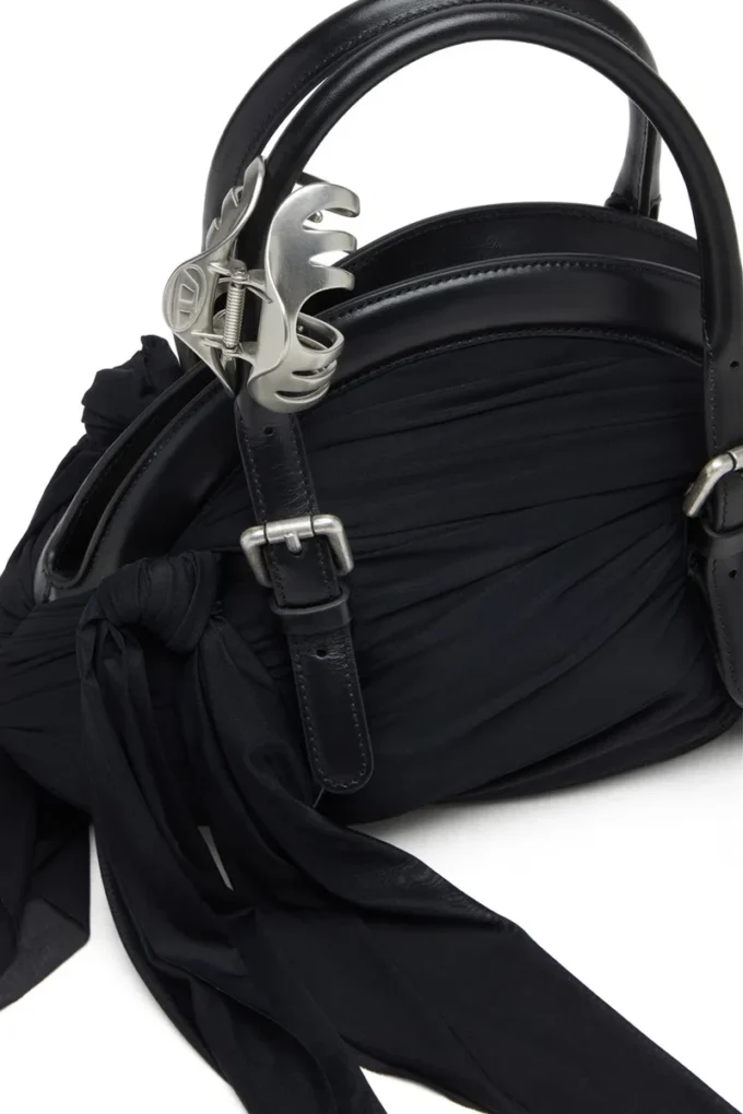 trash-d top handle Sac à main Trash-D-Bandana en jersey et cuir
