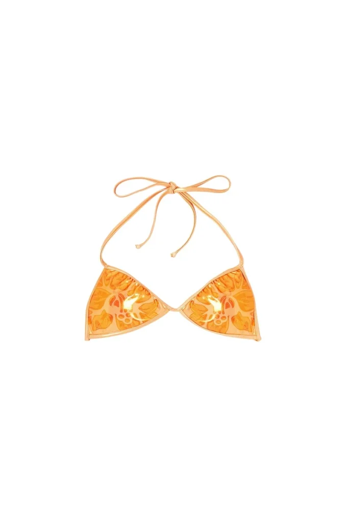 tropik_ta bra Haut de bikini métallisé avec imprimé lotus