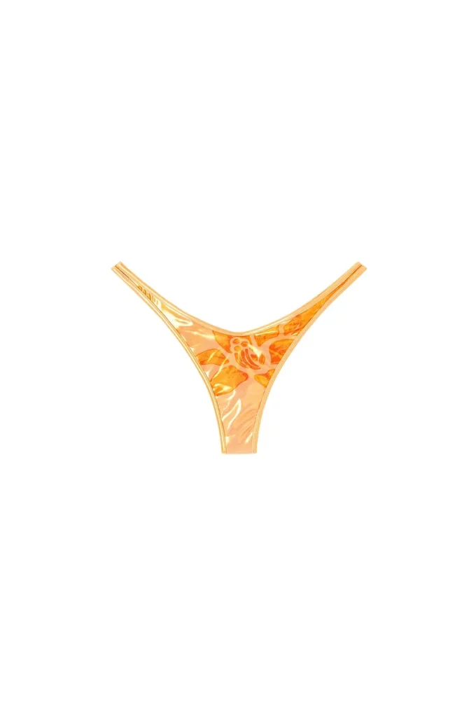 tropik_ta string String bikini métallisé avec imprimé lotus