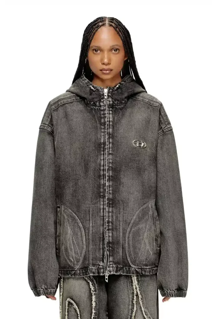 Veste à capuche Thugjack en denim délavé