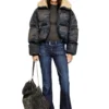 w-aves-fur Doudoune à capuche en denim camouflage effet sale