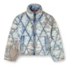 w-kons Veste matelassée en denim dévoré matelassé à motif argyle
