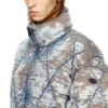 w-kons Veste matelassée en denim dévoré matelassé à motif argyle