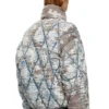 w-kons Veste matelassée en denim dévoré matelassé à motif argyle