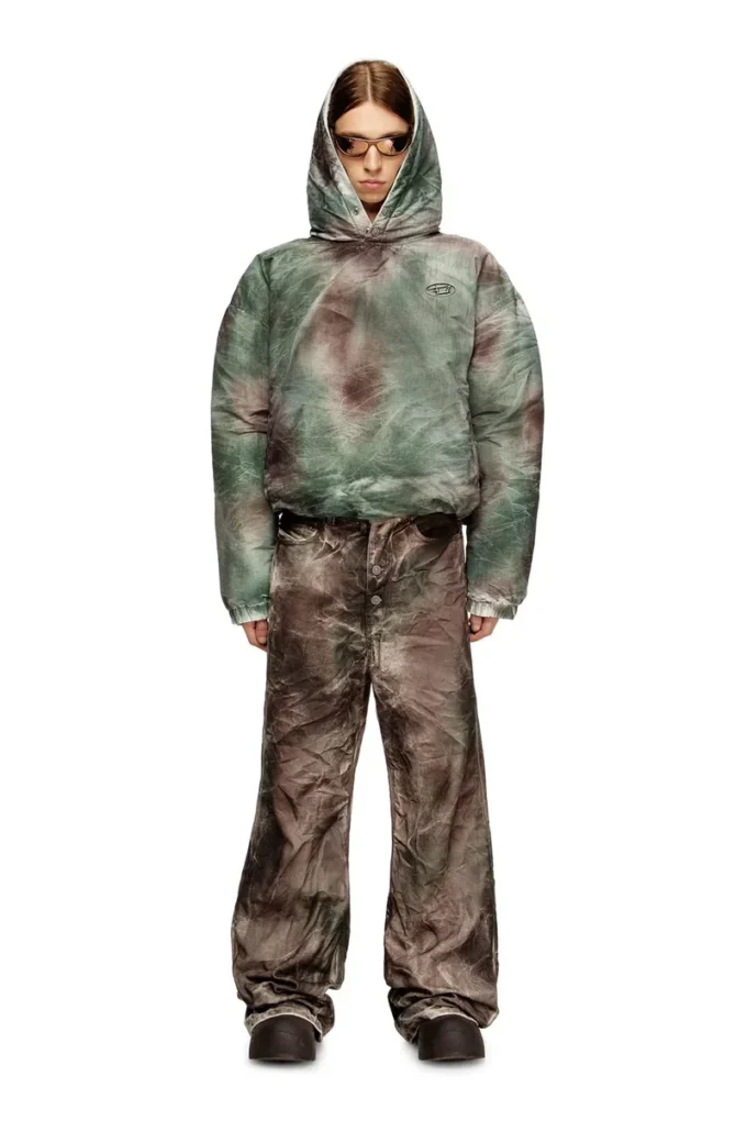 w-thug-jkt-puffy Veste matelassée à capuche en nylon camouflage