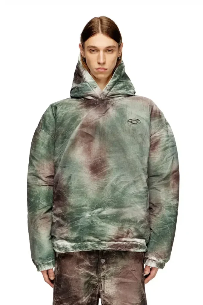w-thug-jkt-puffy Veste matelassée à capuche en nylon camouflage