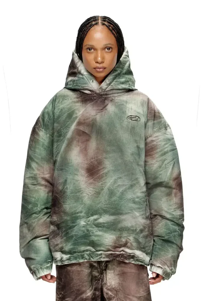 w-thug-jkt-puffy Veste matelassée à capuche en nylon camouflage